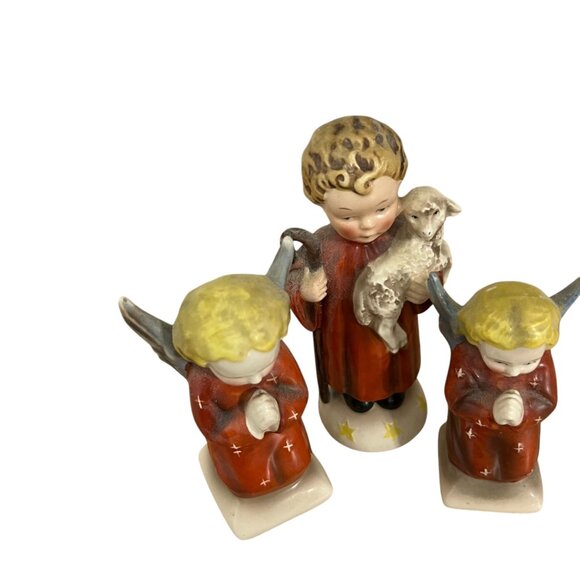 Vintage Goebel Hummel German Praying Angels & Shepherd Figurines Set‎ Of 3 - Picture 5 of 8